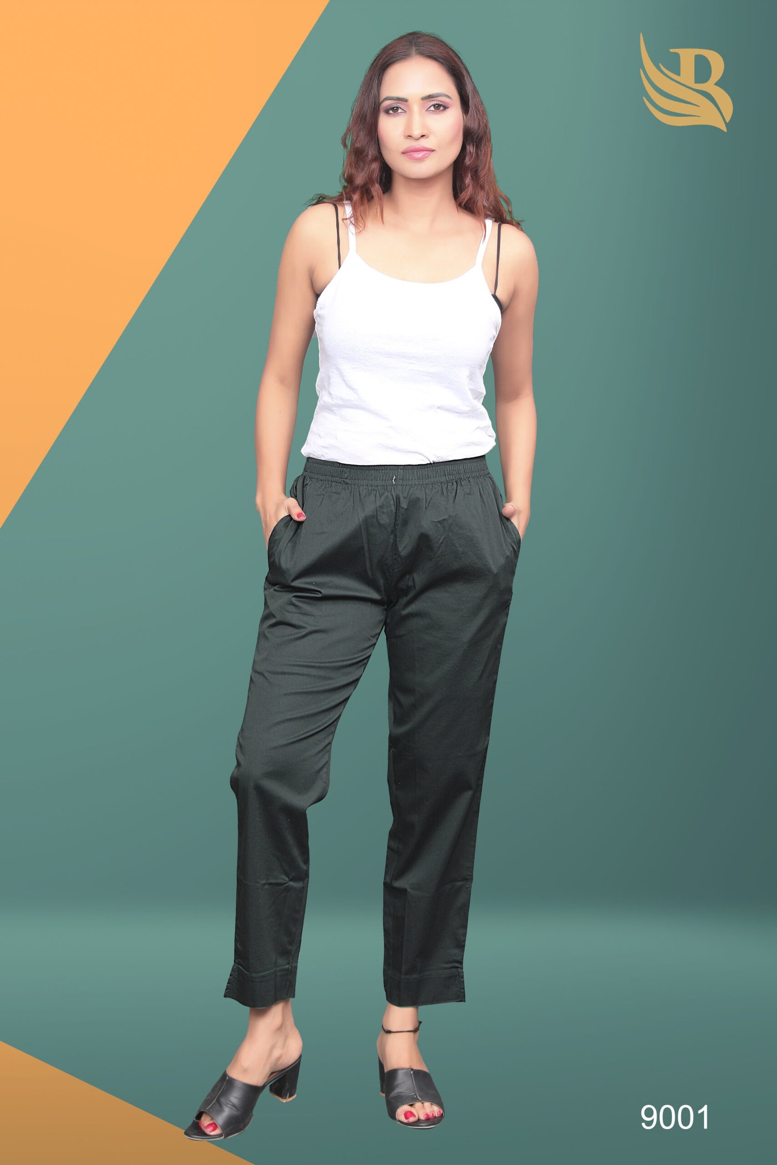 Bottle Green Pre Washed Cotton Stretch Pant Full Elastic