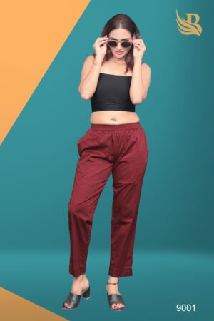 Maroon Pre Washed Cotton Stretch Pant Full Elastic