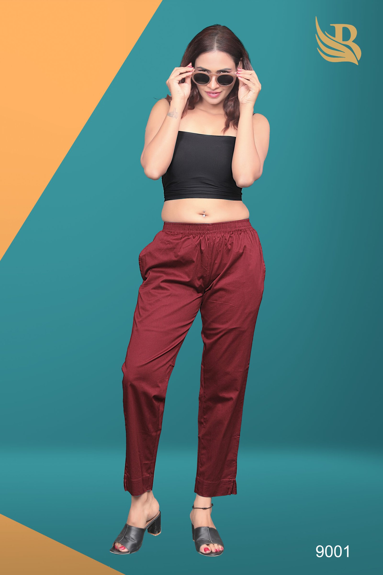 Maroon Pre Washed Cotton Stretch Pant Full Elastic