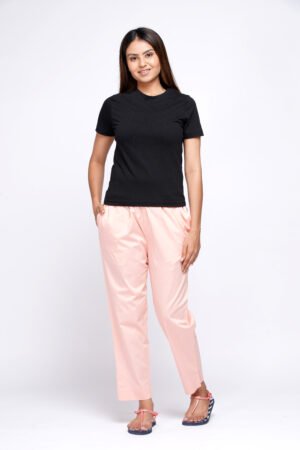 Peach Pre Washed Cotton Stretch Pant Full Elastic