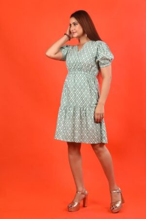 Sea Grean Printed Pure Mul Cotton Tunic