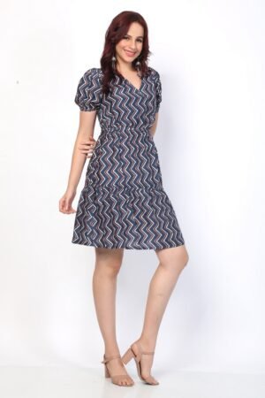 Navy Blue Striped Silk Cotton Tunic