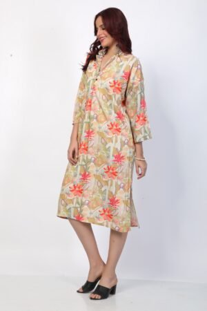Multicolor Abstract Print Liva Silk Party Tunic